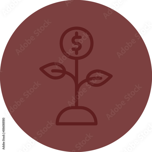 Grow Vector Line Maroon Circle Maroon