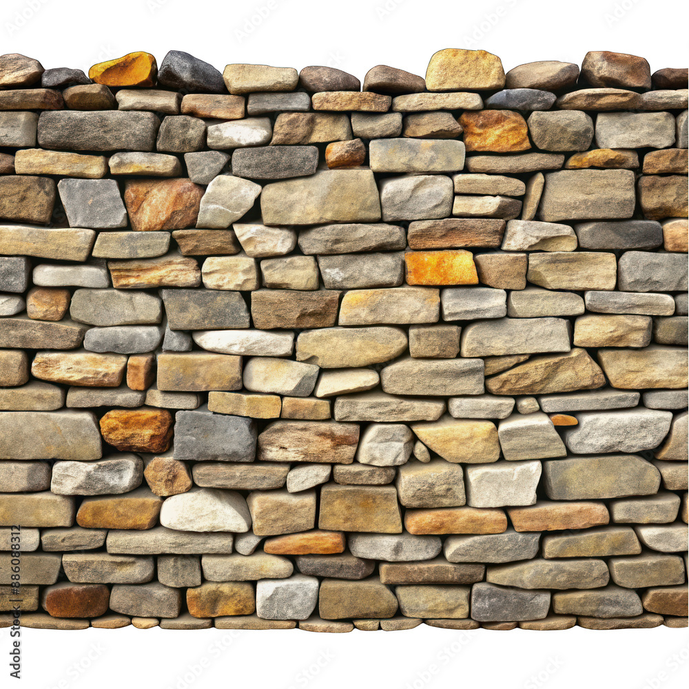 Obraz premium Stone wall isolated on transparent background