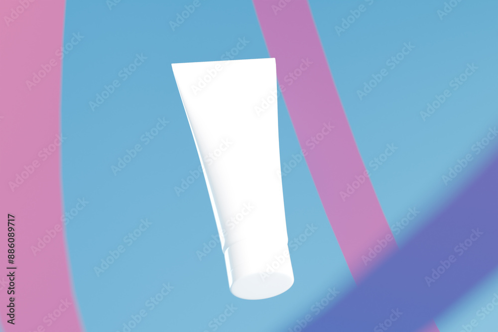 3d rendering of isolated cosmetic tube floating in the air on blue background for product mockup presentation 3d rendering of isolated cosmetic tube floating in the air on blue background for product mockup presentation
