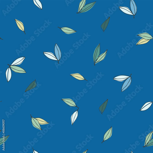 Seamless pattern with tree branches and leaves for textile design, home decor, social media, posters. modern trend drawing in line art style