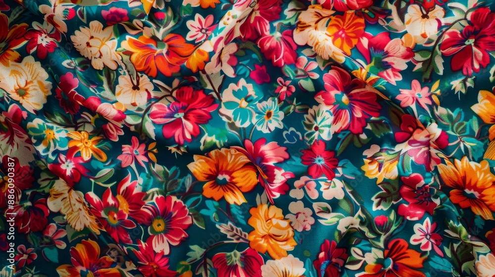 Fototapeta premium Colorful Floral Fabric Texture