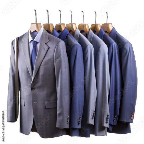 Suits on the rack isolated on transparent background