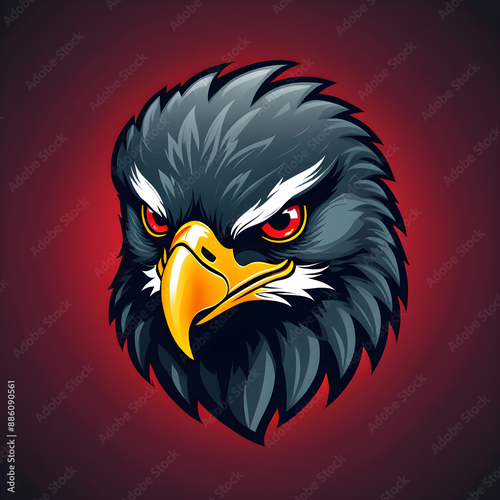 Fototapeta premium Eagle mascot head cartoon style color minimalist