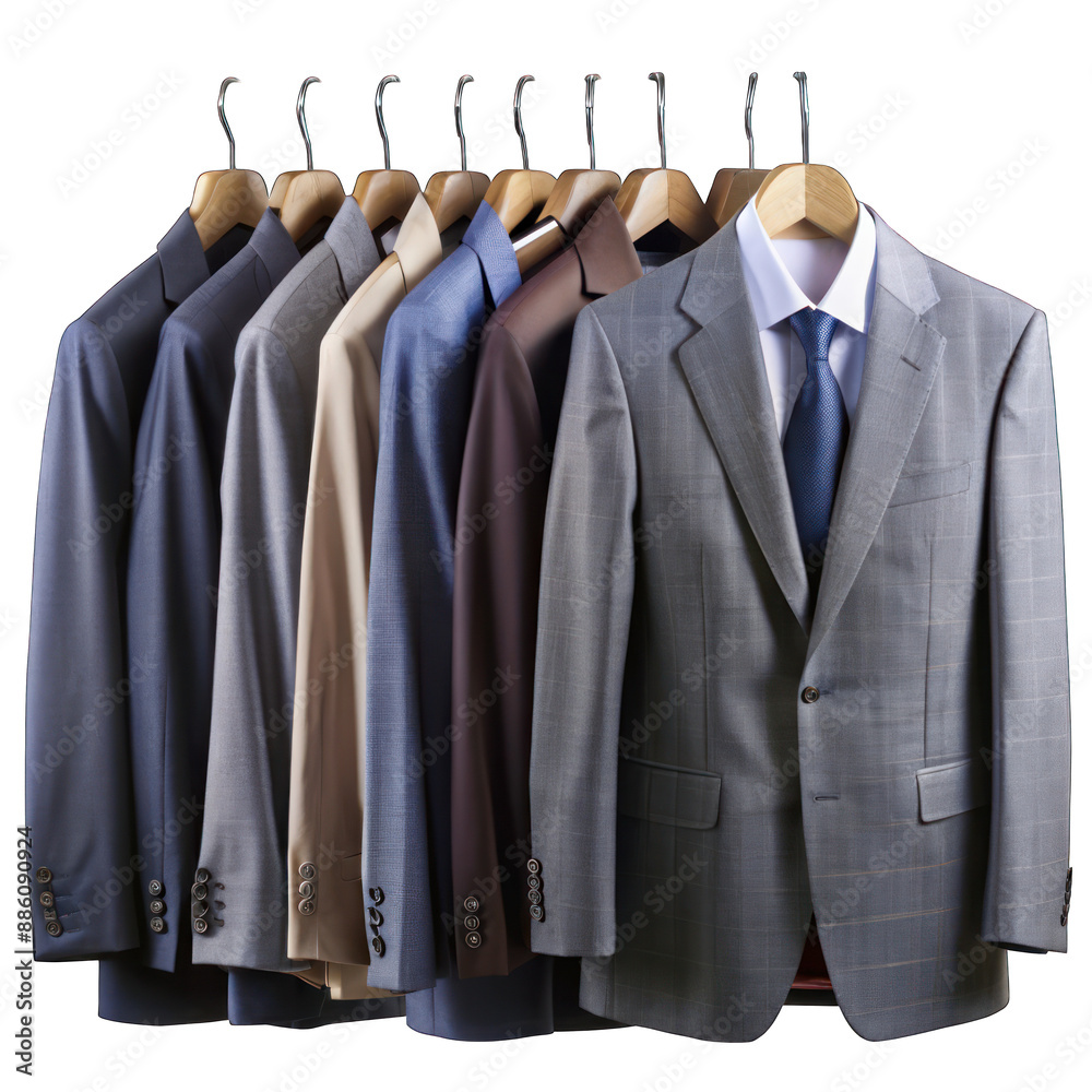 Suits on the rack isolated on transparent background Suits on the rack isolated on transparent background