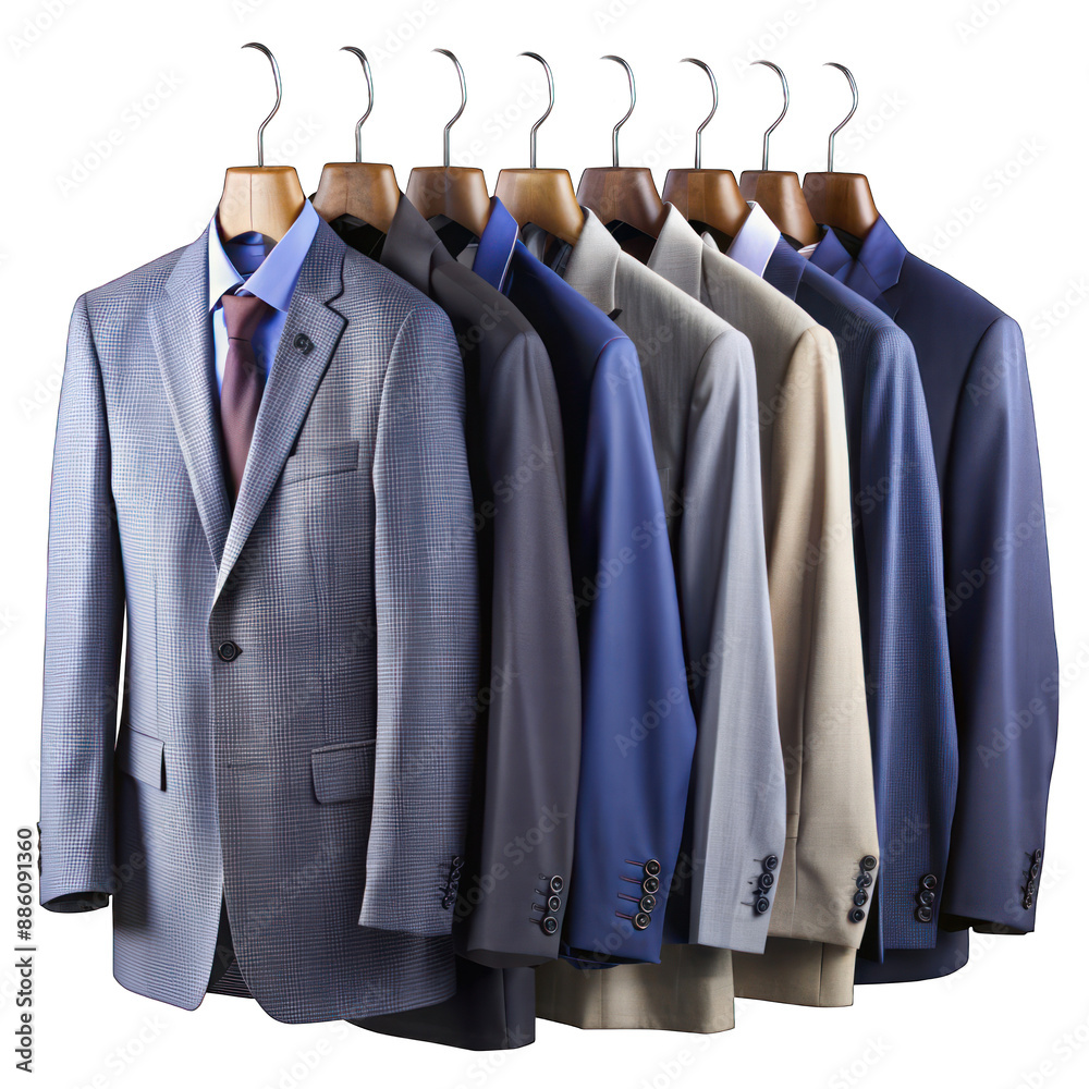 Suits on the rack isolated on transparent background Suits on the rack isolated on transparent background