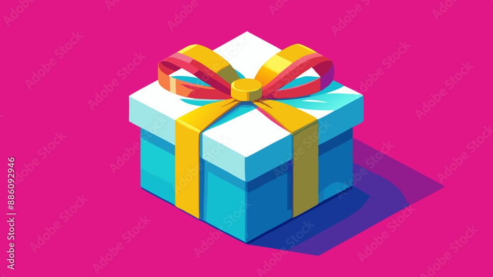 Obraz premium Elegant white gift box with red ribbon on solid red background, perfect for special occasions