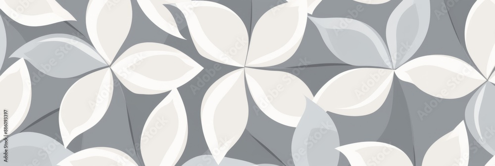 A pattern design of white and grey stylized flowers A pattern design of white and grey stylized flowers