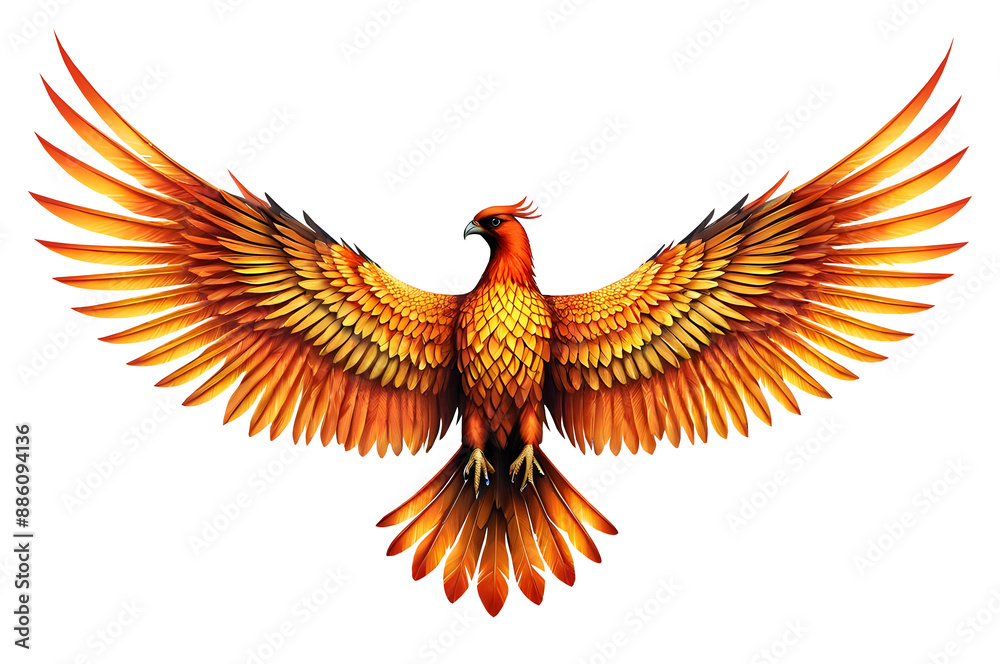 Obraz premium Phoenix wings isolated on a transparent background, symbolizing rebirth and transformation. Perfect for mystical themes, fantasy art, and spiritual designs. Ideal for dramatic visual impact.