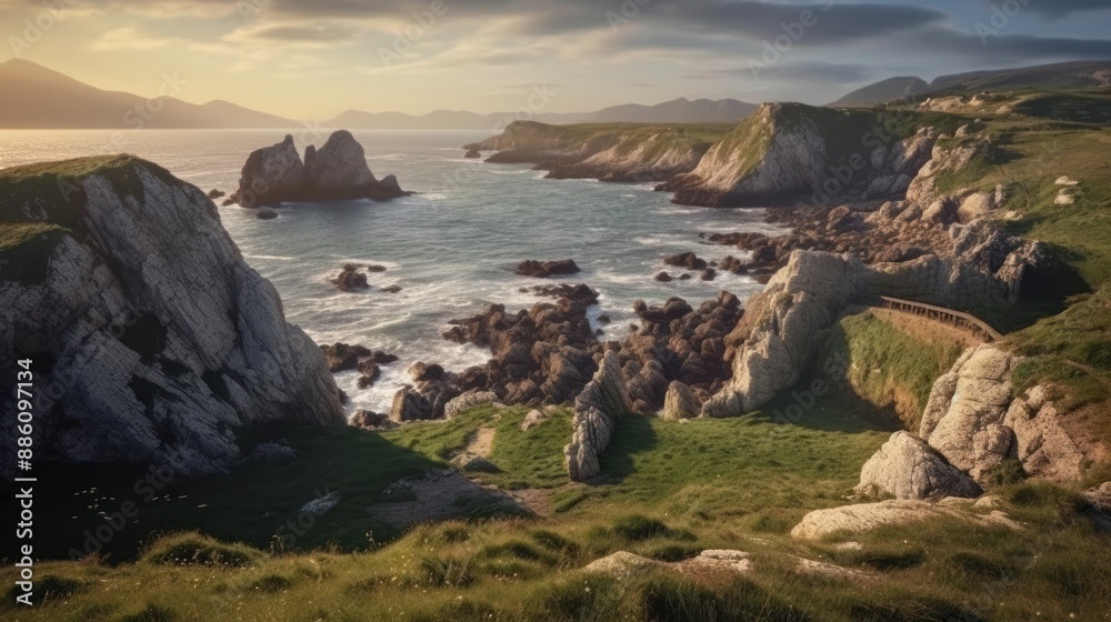 Spectacular Sunset over the Cliffs and Ocean Spectacular Sunset over the Cliffs and Ocean