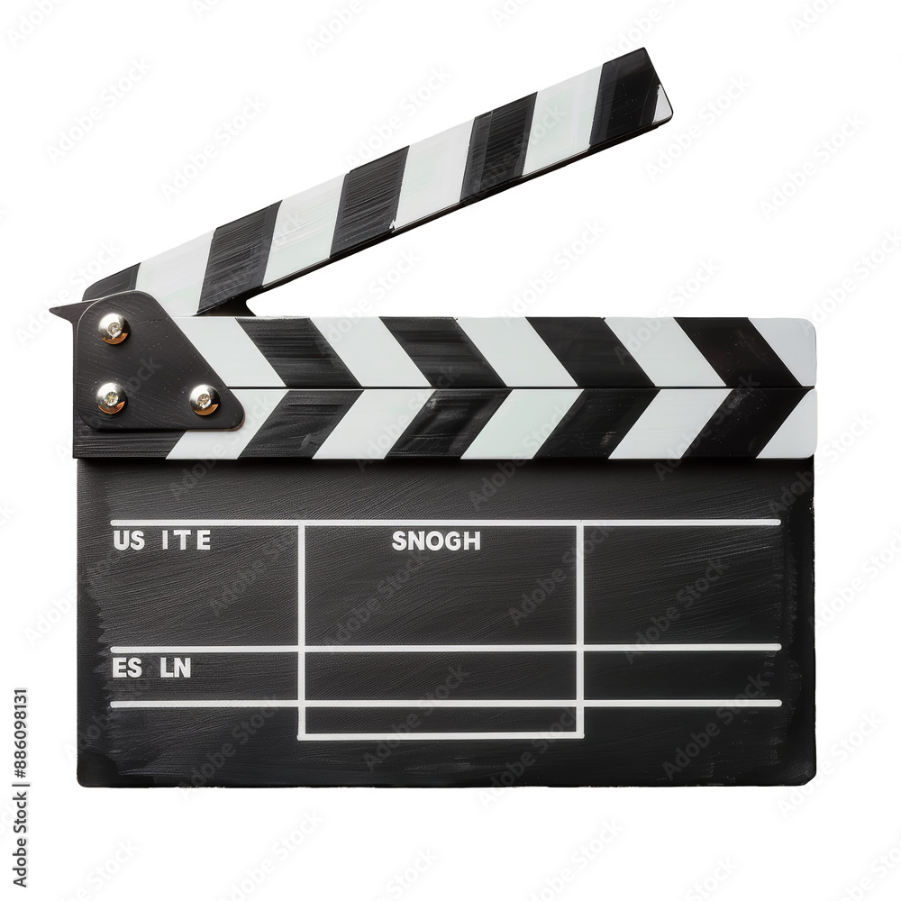 Fototapeta premium Directors Movie Clapper Isolated on Transparent or White Background, PNG