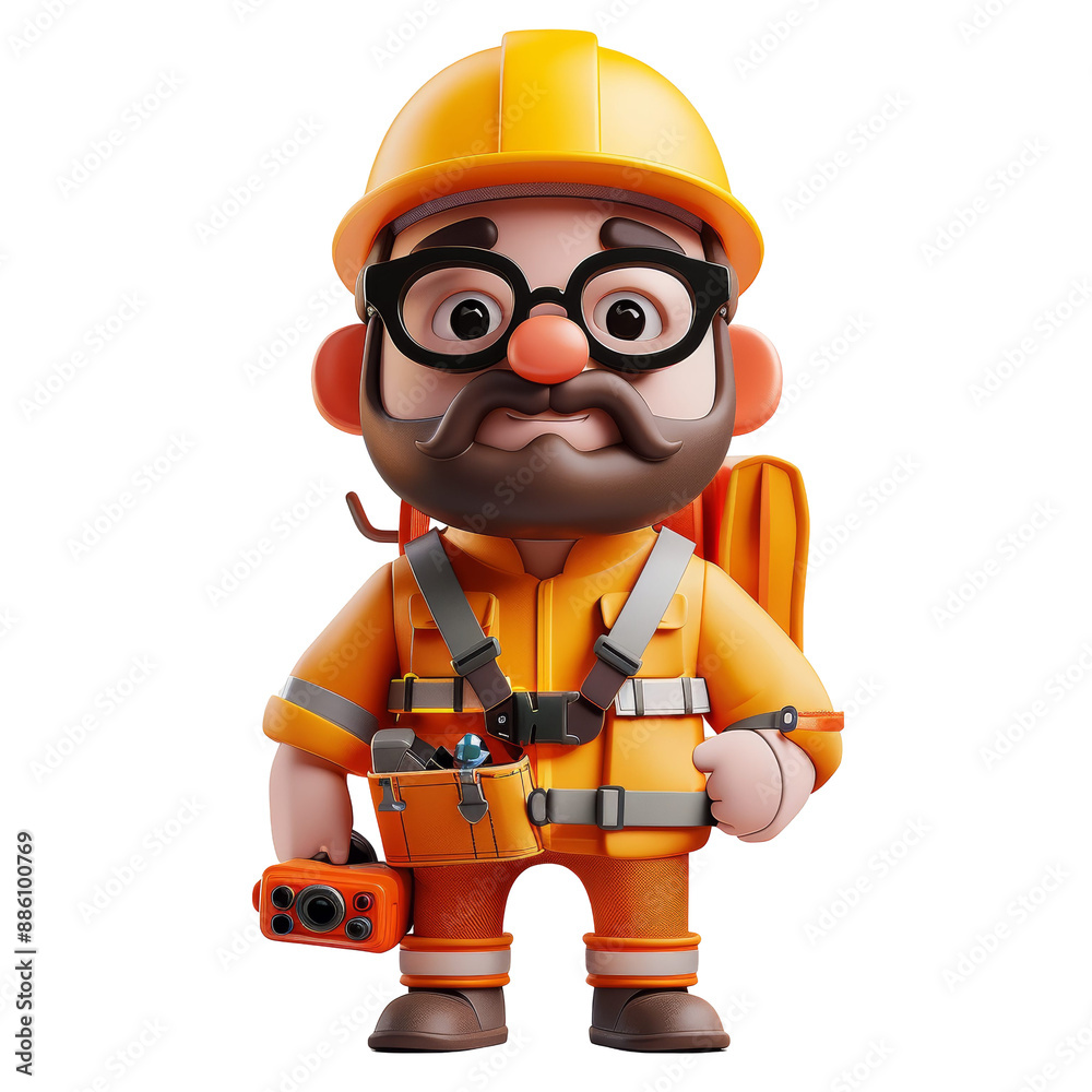 3D Cartoon Engineer Character Isolated on Transparent or White Background, PNG 3D Cartoon Engineer Character Isolated on Transparent or White Background, PNG