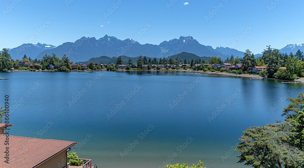 Naklejka premium lake in the mountains with a lake