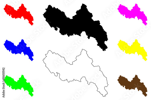 Lai Chau Province (Socialist Republic of Vietnam, Subdivisions of Vietnam) map vector illustration, scribble sketch Tinh Lai Chau map