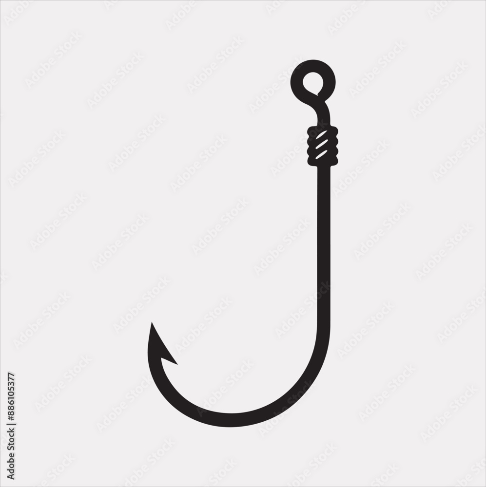 Fishing hook icon silhouette vector on a white background Fishing hook icon silhouette vector on a white background