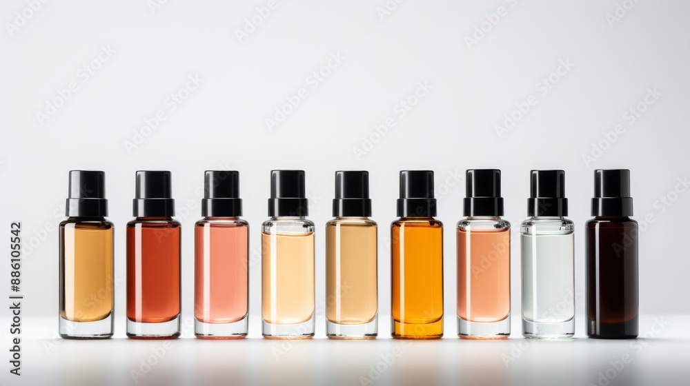 bottle cosmetics on the white background set black lid bottle cosmetics on the white background set black lid