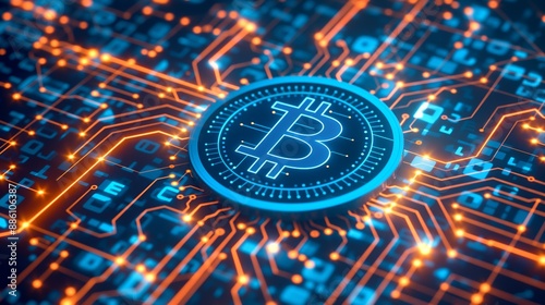 Wallpaper Mural Bitcoin on a Circuit Board Torontodigital.ca