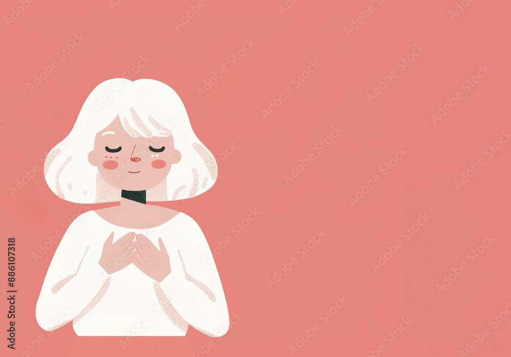 An illustration of a woman with hands on her breast ,international breast cancer day An illustration of a woman with hands on her breast ,international breast cancer day