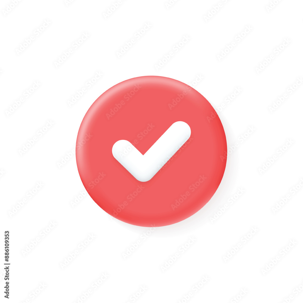 3D check button icon realistic vector concept isolated 3D check button icon realistic vector concept isolated