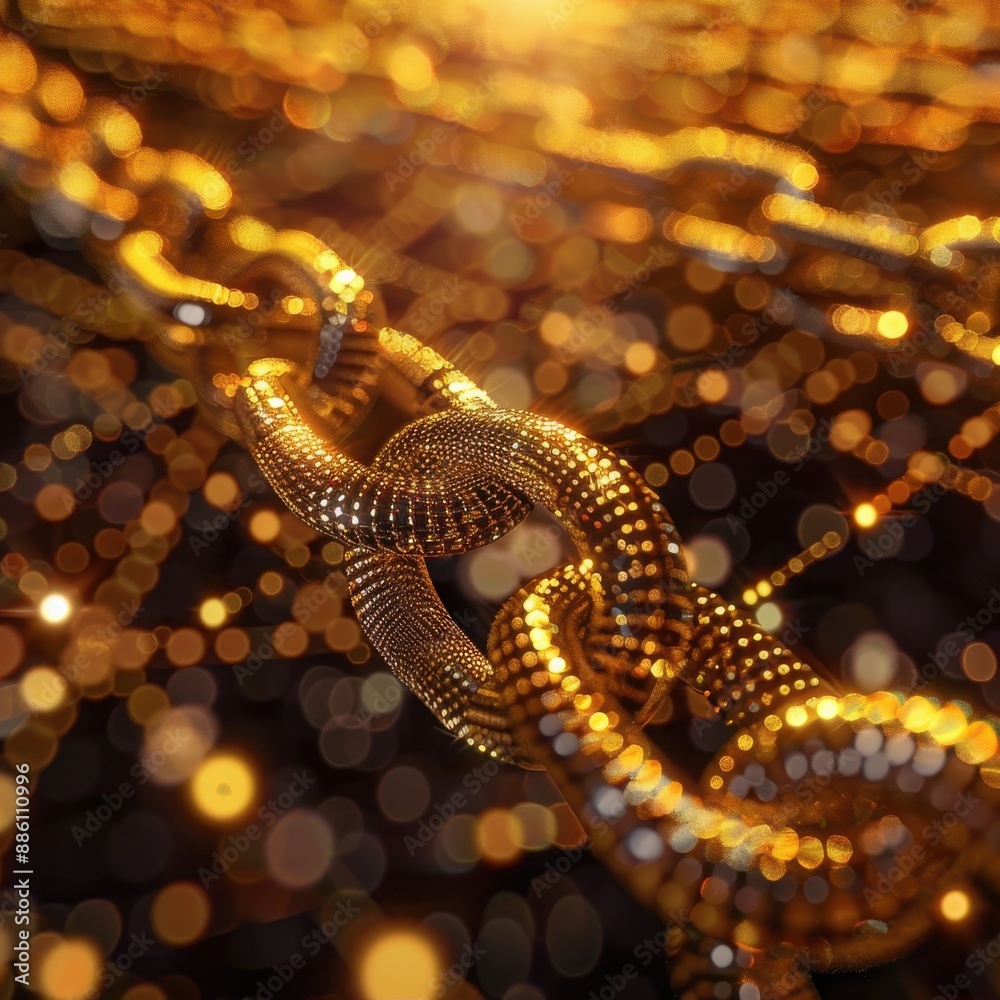 Sparkling Golden Chain With Bokeh Background Sparkling Golden Chain With Bokeh Background