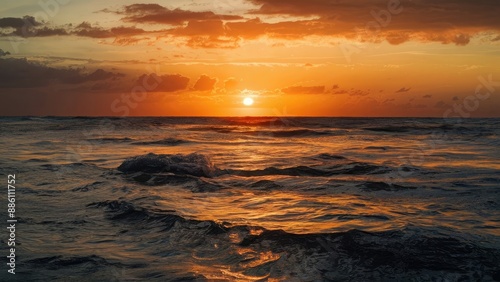 Golden Horizon: Tranquil Ocean Sunset