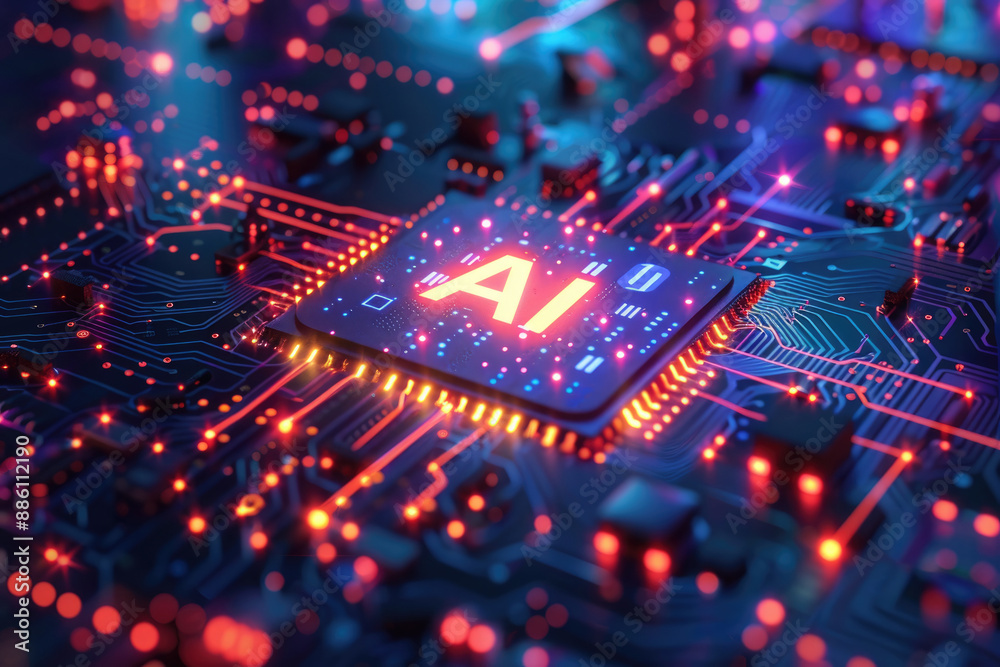 Artificial intelligence chip, cyber style Artificial intelligence chip, cyber style
