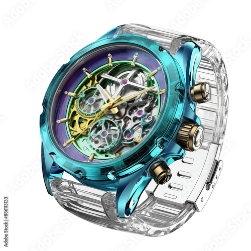 Luxury watch, transparent background,