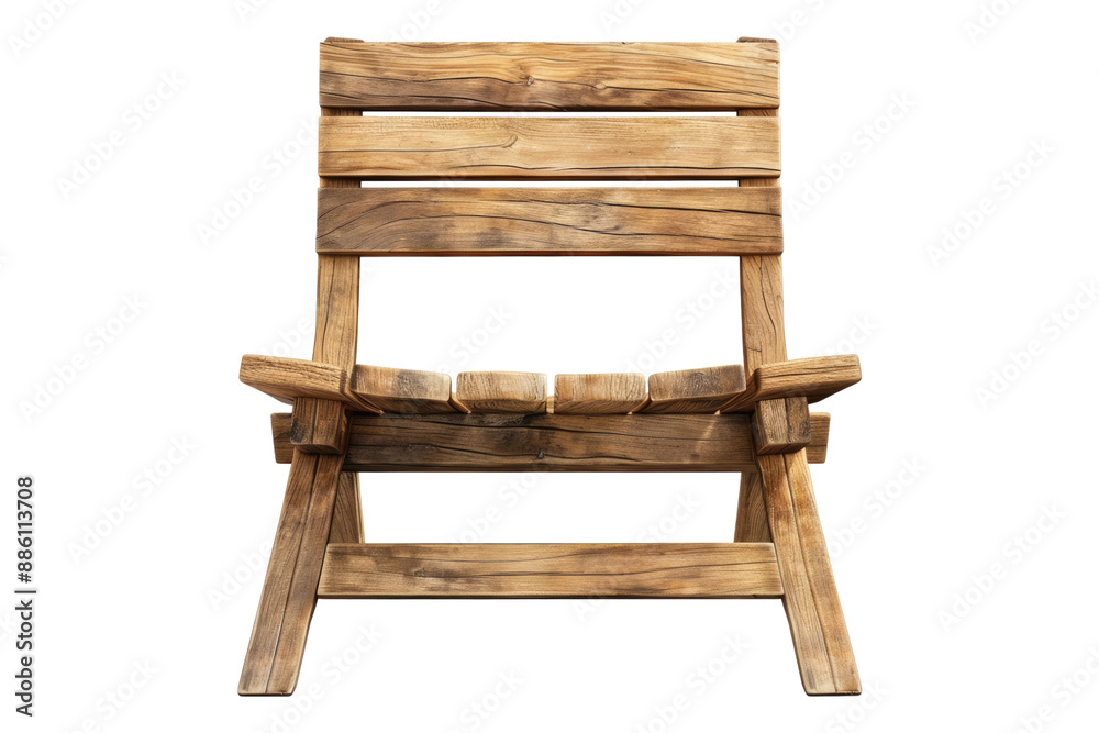 Acacia wood chair isolated on transparent background