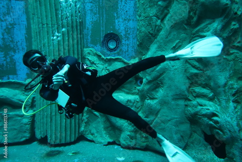 Scuba Diver in an indoor dive center