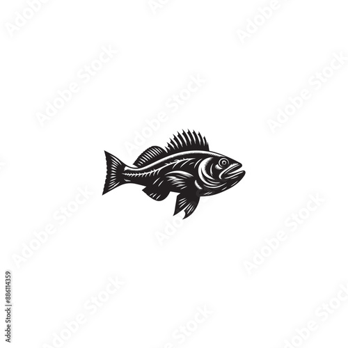 Atlantic Cod Fish Sketch Vector silhouette