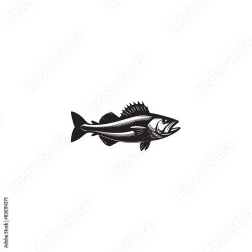 Atlantic Cod Fish Sketch Vector silhouette