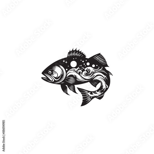 Atlantic Cod Fish Sketch Vector silhouette