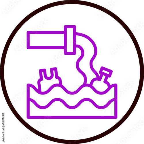 Wastewater Discharge Vector Line Purple Circle Black