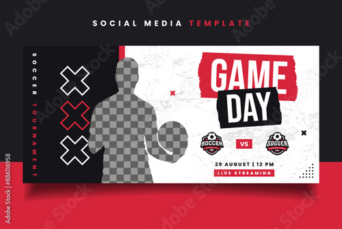 Soccer Game Day Banner Flyer Social Media Template for Sports Tournament