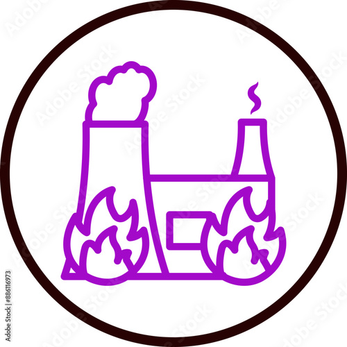 Waste Incinerator Vector Line Purple Circle Black