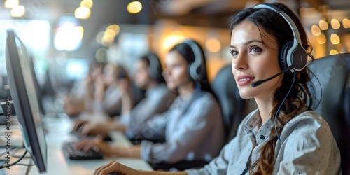 Efficient and Helpful Customer Service Team in a Modern Call Center Supporting Online Business photo