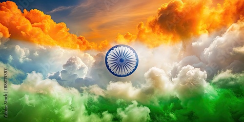 Colorful clouds forming the Indian flag on Republic Day , India, flag, colorful, clouds, holiday, patriotic photo