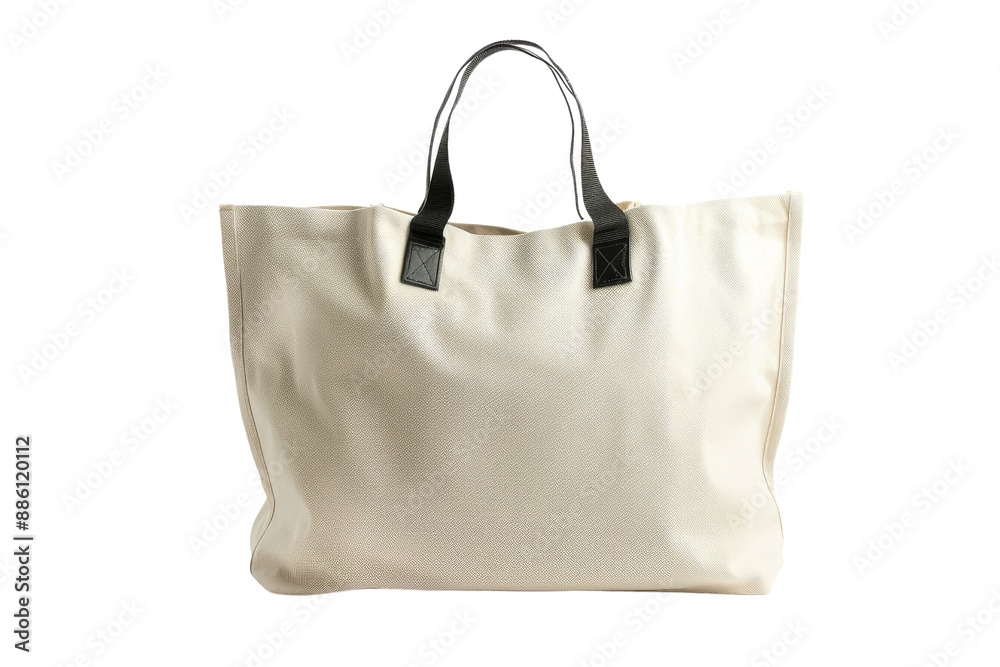Beige Tote Bag with Black Handles Beige Tote Bag with Black Handles