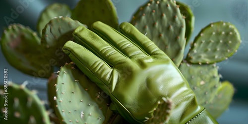 Trendy womens gloves made from innovative sustainable cactus leather cruelt. Concept Eco-friendly Fashion, Vegan Accessories, Cactus Leather Products, Sustainable Style, Cruelty-free Clothing photo