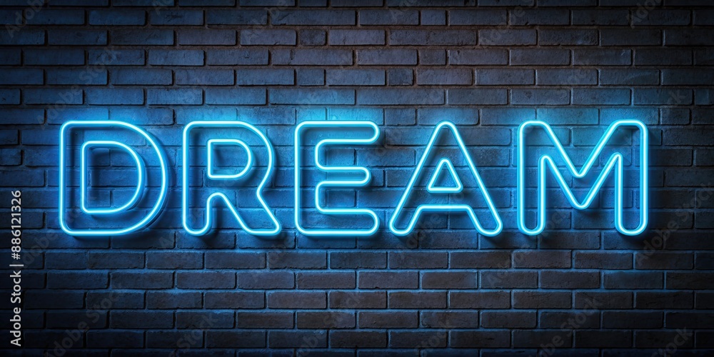 Glowing neon DREAM sign against dark background, neon, glowing, dream, sign, light, dark, night, vibrant, colorful Glowing neon DREAM sign against dark background, neon, glowing, dream, sign, light, dark, night, vibrant, colorful