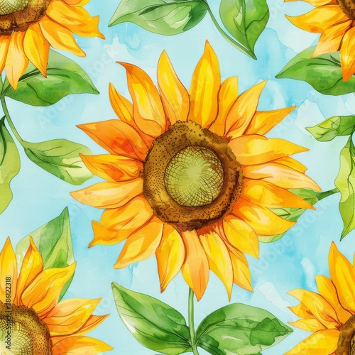 tile pattern with sunflowers