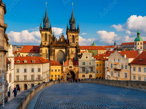 체코 공화국 천문시계, 카를교, 건물, 대성당, an astronomical clock, a Karl bridge, a building, and a cathedral in the Czech Republic