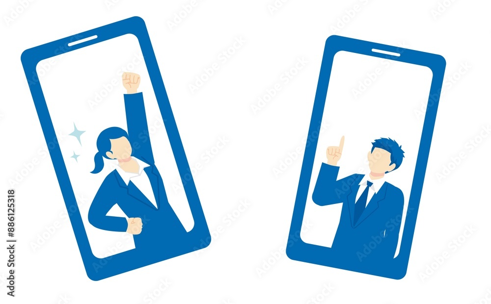 Fototapeta premium オンラインを使ったビジネスイラスト素材