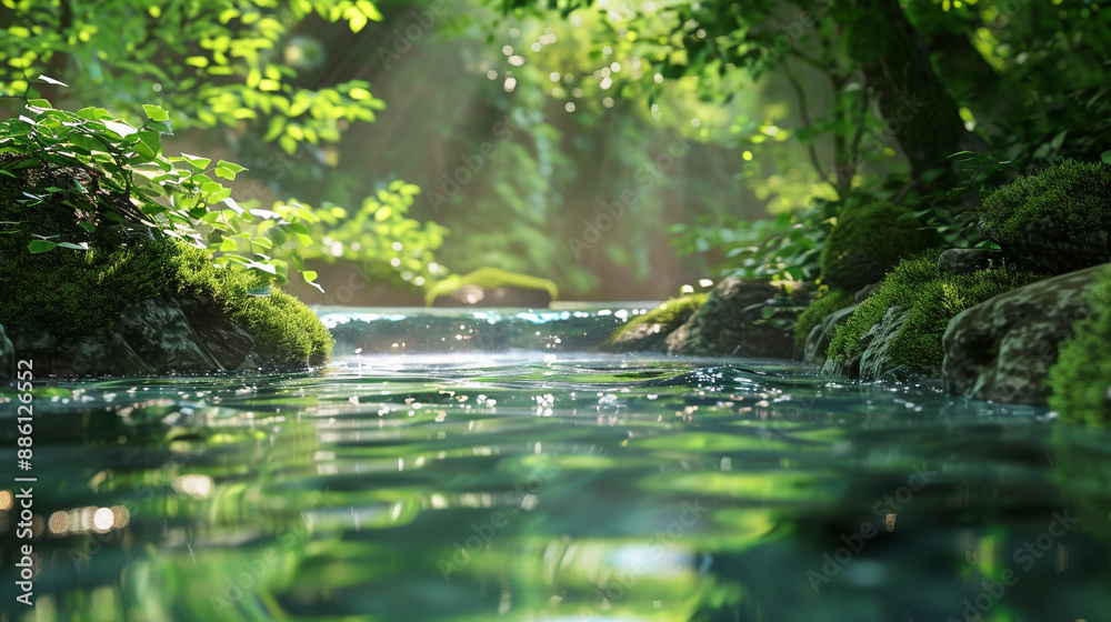 the tranquil beauty of a babbling brook, its crystal-clear waters meandering through mossy rocks and sun-dappled glades. the tranquil beauty of a babbling brook, its crystal-clear waters meandering through mossy rocks and sun-dappled glades.