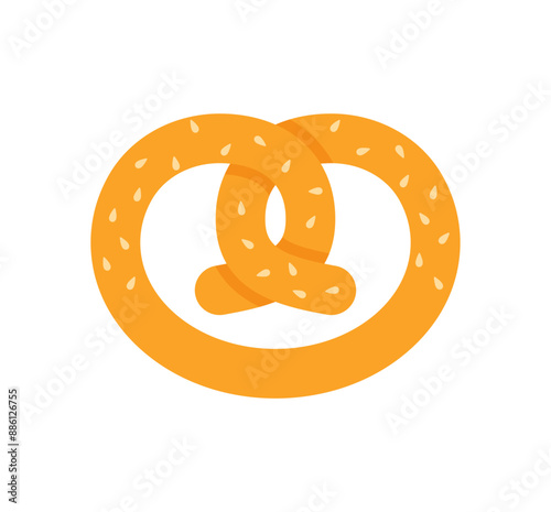 Oktoberfest colored symbol. Pretzel icon. Bavarian german bretzel isolated on white background. Vector illustration.