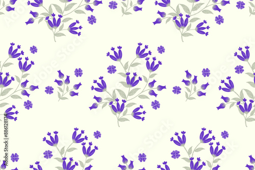 Lavender Flowers pattern seamless embroidery line texture vintage hand drawn minimal lavender floral motif design vector illustration.