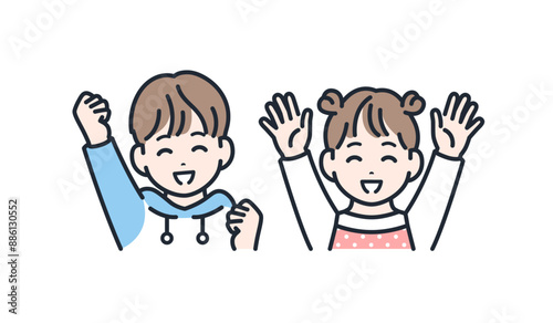 笑顔 安心 喜ぶ 男の子と女の子 アイコン