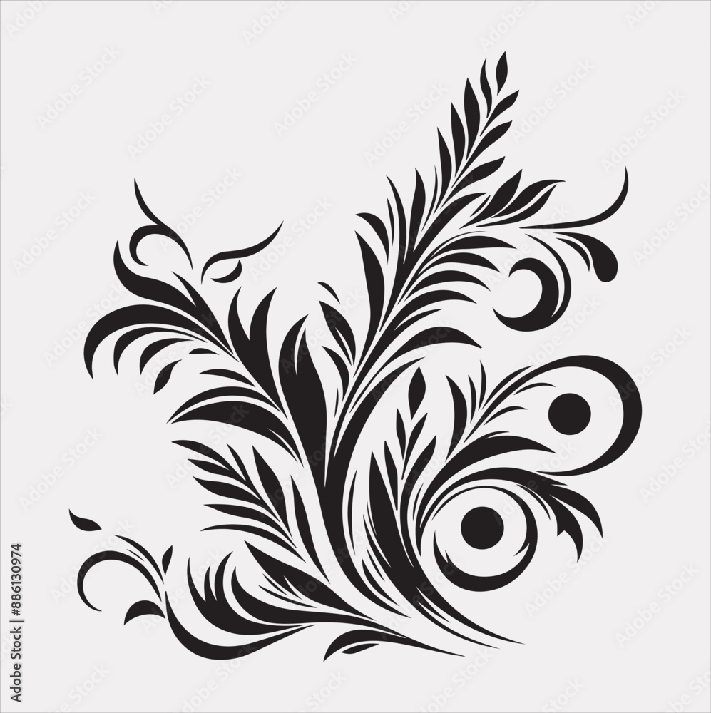 floral Art silhouette vector on a white background floral Art silhouette vector on a white background