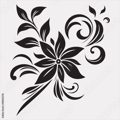 floral Art silhouette vector on a white background