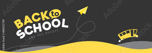 back to school banner background layout decorate with Yellow school bus