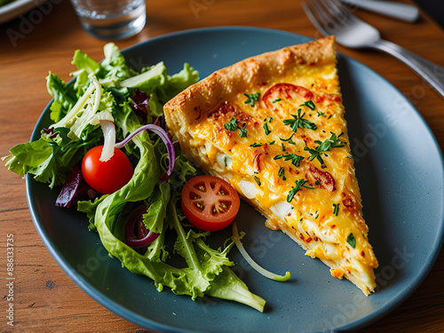 omelet with tomato and basil photo